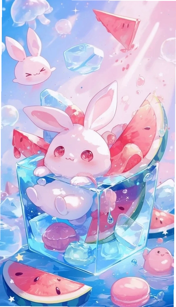 Hình nền thỏ chibi cute theo phong cách anime