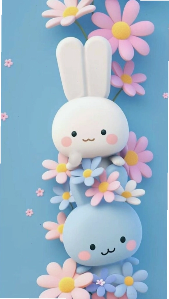 Hình nền xanh dương với chú thỏ trắng