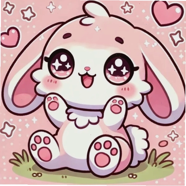 Hình thỏ chibi cute đang ngồi đáng yêu