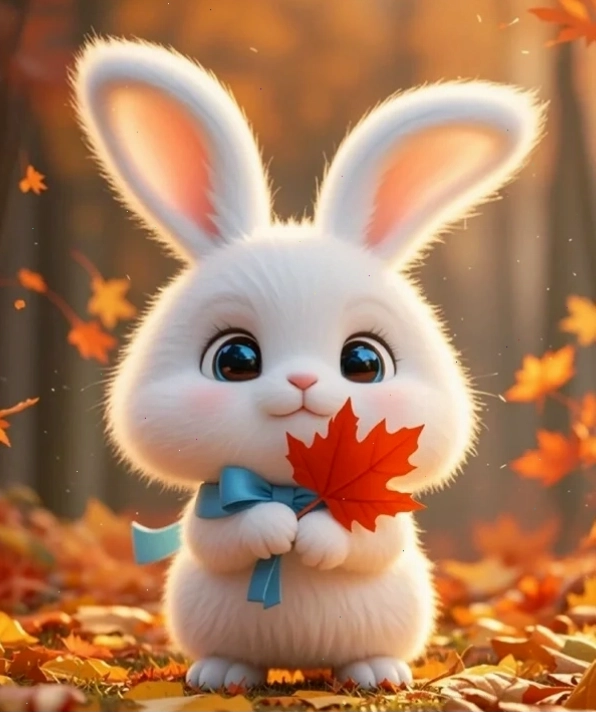 Hình thỏ cute chibi đang chơi đùa