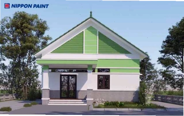 Homestay sơn màu xanh lá cây kết hợp gỗ và tre tạo không gian nghỉ dưỡng