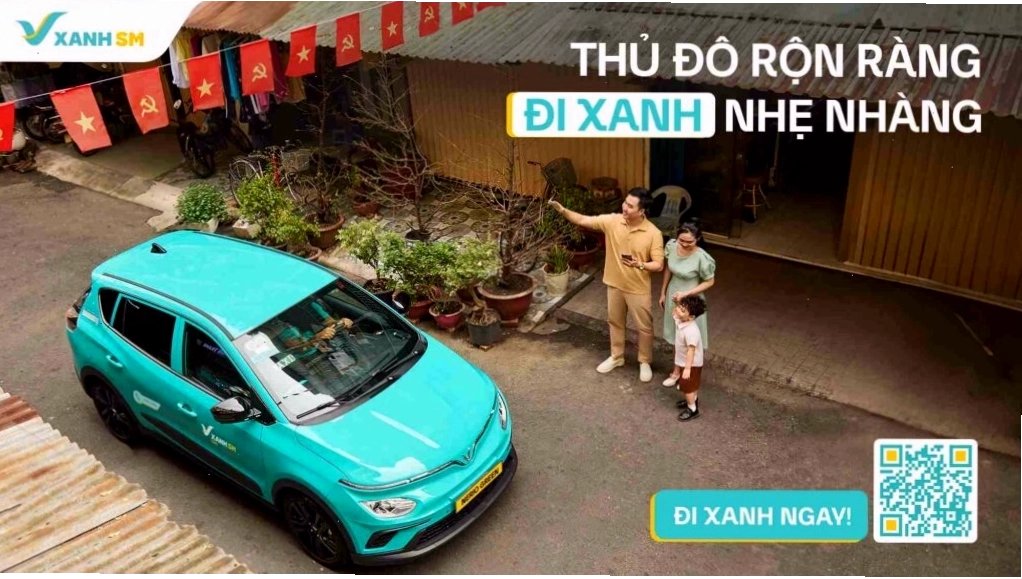 Hướng dẫn quét mã QR để tải ứng dụng Xanh SM về điện thoại di động.