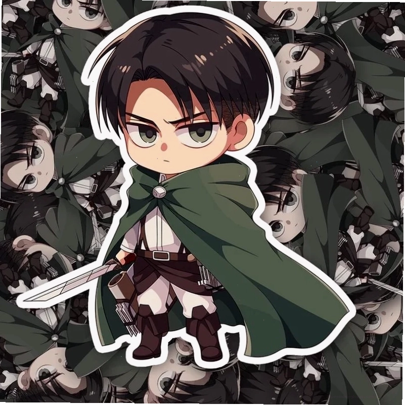 Levi Ackerman chibi trong tư thế chiến đấu ngầu