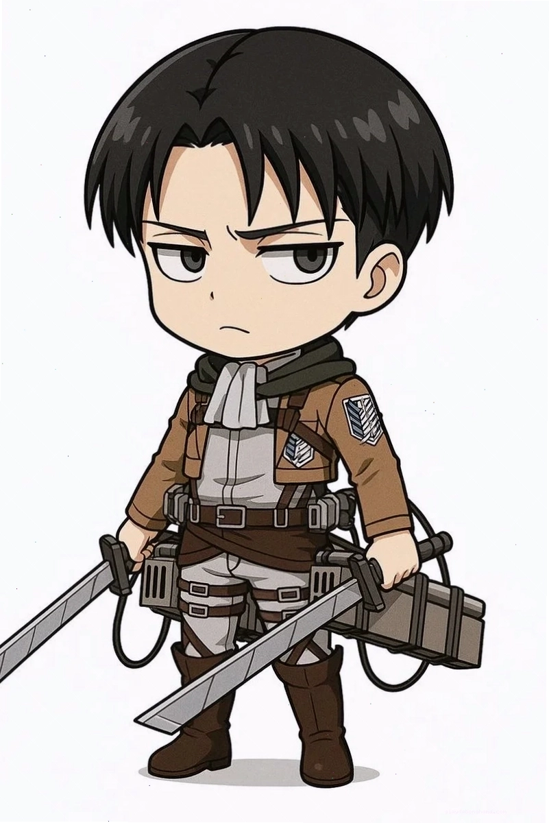 Levi chibi cute với biểu cảm thả tim