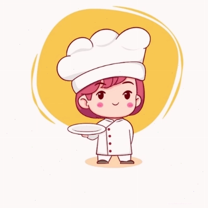 Logo chibi đầu bếp nữ với biểu cảm ngộ nghĩnh