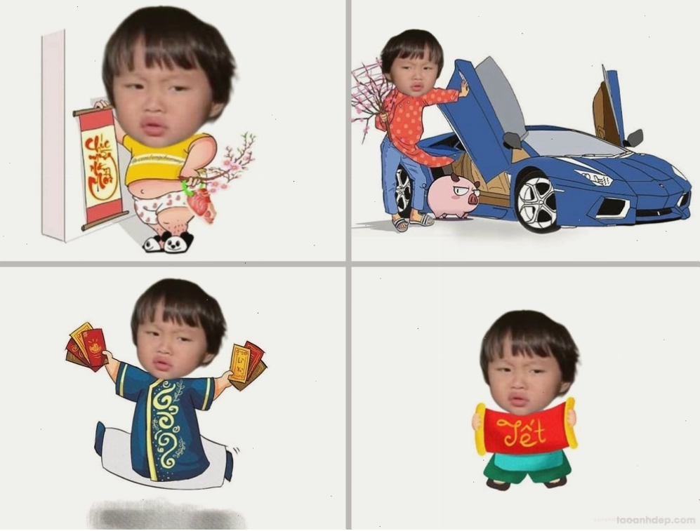 Mẫu ảnh chibi ghép đầu cho bé trai dịp Tết