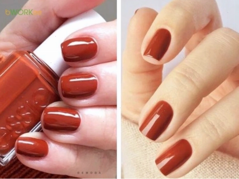 Mẫu nail màu đỏ gạch ấm áp và tinh tế