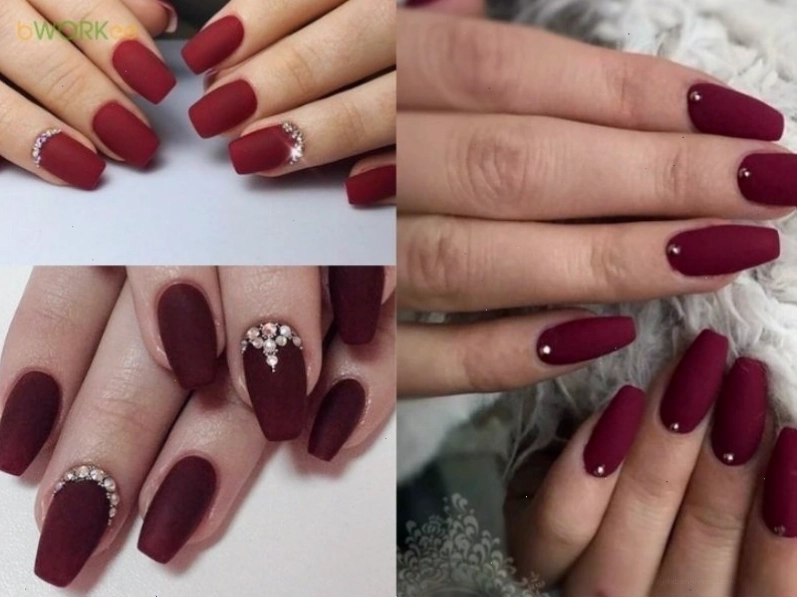 Mẫu nail màu đỏ nhám với phong cách phá cách