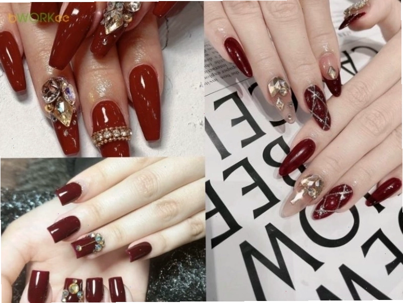 Mẫu nail màu đỏ rượu vang gợi cảm, quyến rũ và đầy mê hoặc