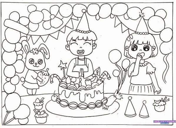 Mẫu vẽ chibi sinh nhật đơn giản