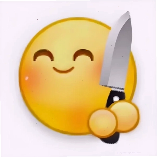 Meme cầm dao với biểu cảm hài hước và đáng yêu