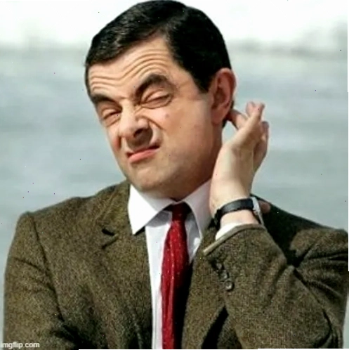 Meme Mr Bean gãi đầu lúng túng dễ thương