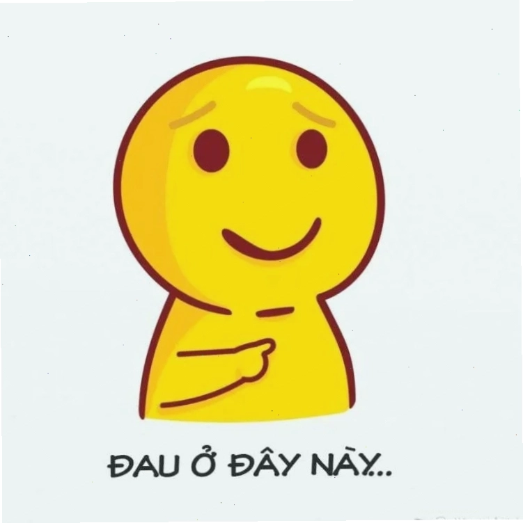 Meme "Nó đau ở đây này" với nét vẽ đơn giản