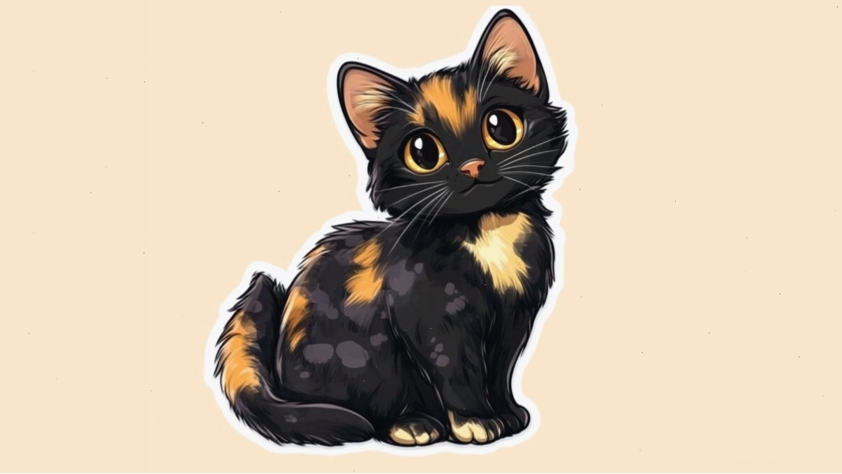 Mèo chibi đang thưởng thức bữa ăn