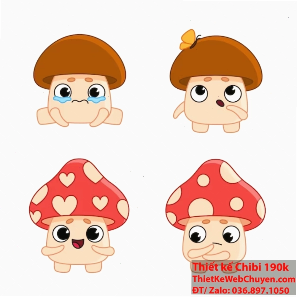Nấm Chibi tô điểm cho không gian xanh