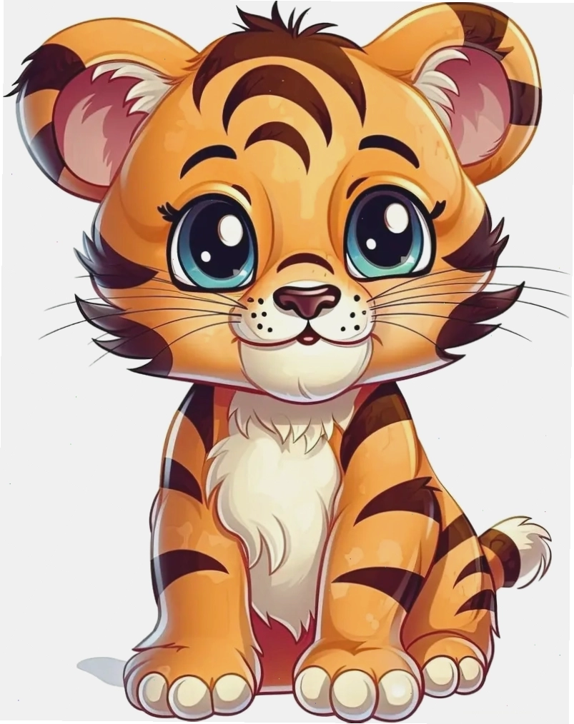 Nét vẽ con hổ chibi đơn giản nhưng ấn tượng