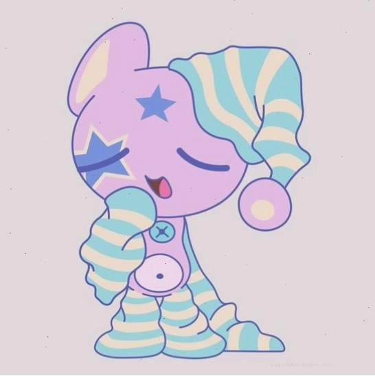 Nhân vật anime chibi buồn ngủ trong bộ đồ ngủ