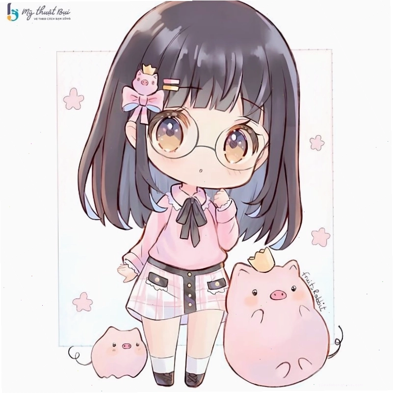 Nhân vật anime chibi cute girl với trang phục lộng lẫy