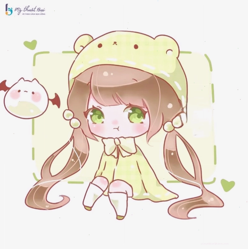 Nhân vật anime chibi dễ thương với phụ kiện độc đáo