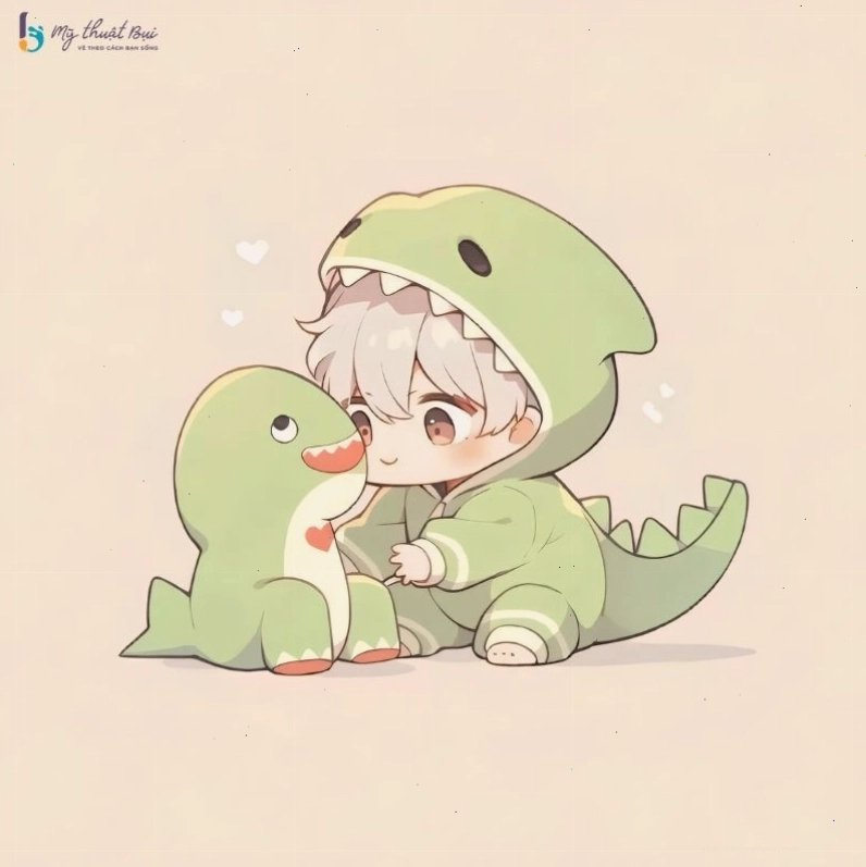 Nhân vật anime chibi nam ngầu với biểu cảm tinh nghịch