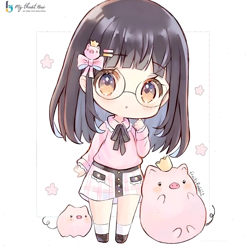 Nhân vật chibi dễ thương với biểu cảm nhí nhảnh