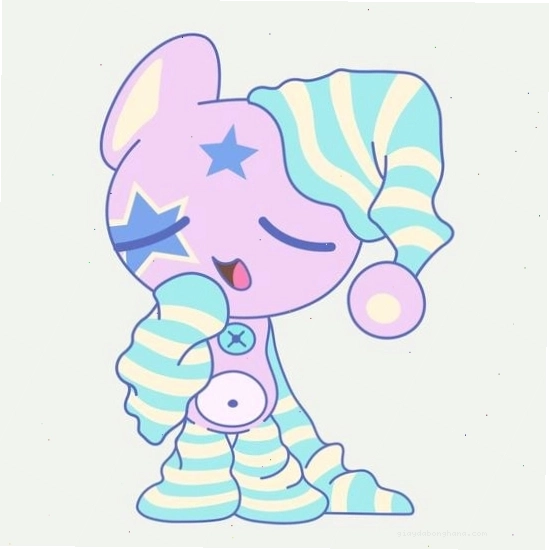 Nhân vật chibi hoạt hình dễ thương đang buồn ngủ