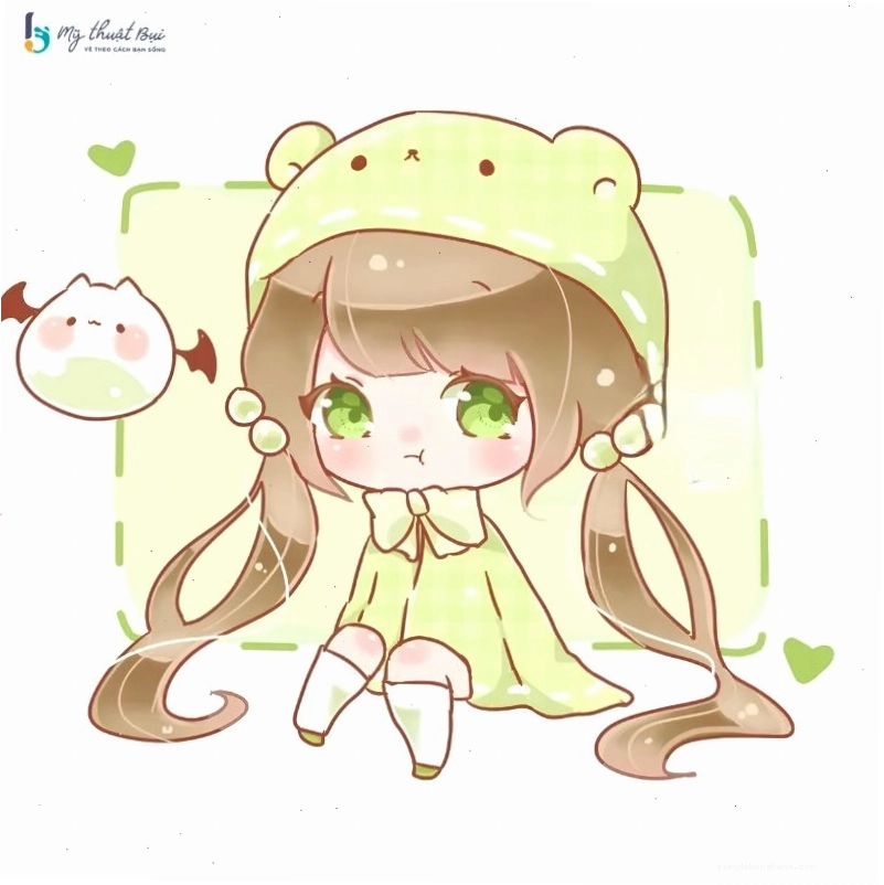 Nhân vật chibi học sinh với cặp sách trên vai