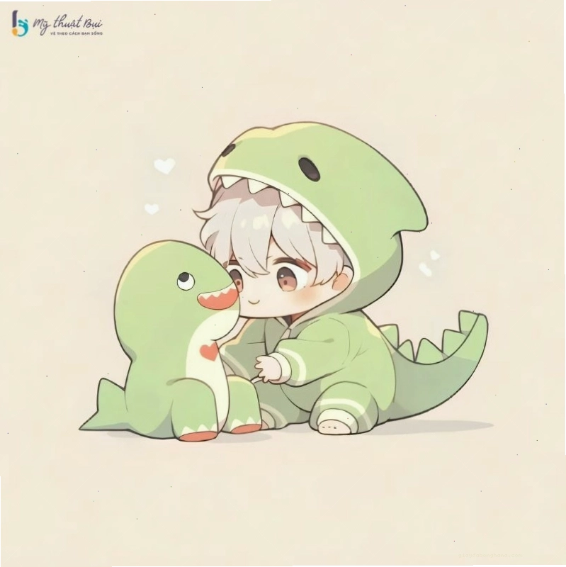 Nhân vật chibi nam dễ thương với phong cách thư sinh