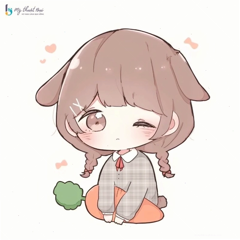 Nhân vật chibi nữ phong cách goth với tông màu đen và đỏ