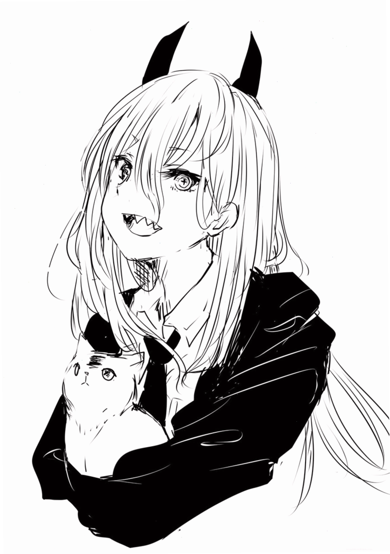 Nữ ma cà rồng anime đen trắng với vẻ ngoài bí ẩn