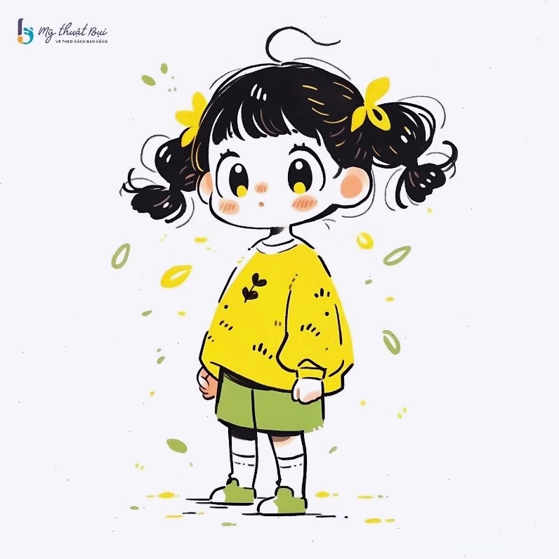 Nữ nhân vật chibi với nét vẽ tinh xảo