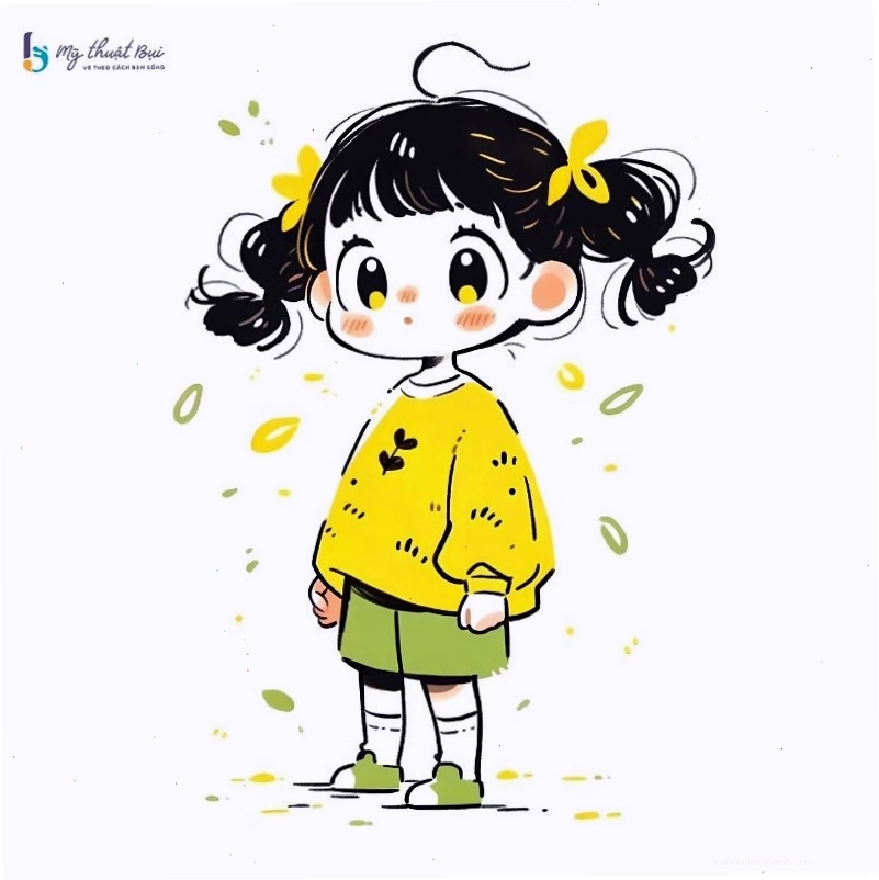 Phác thảo cấu trúc đầu và thân nhân vật anime chibi nữ