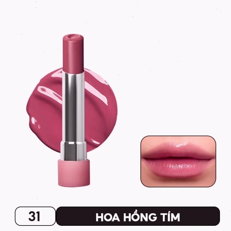 Son dưỡng có màu 3CE Glazy Lip Glow khi thoa lên môi