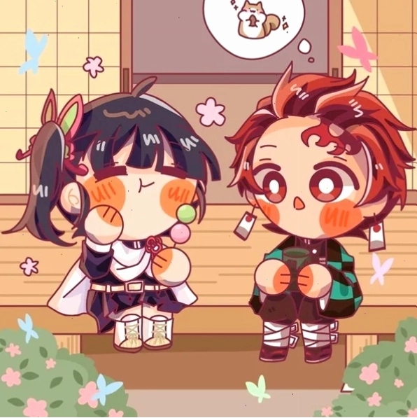 Tanjiro chibi với biểu cảm ngạc nhiên