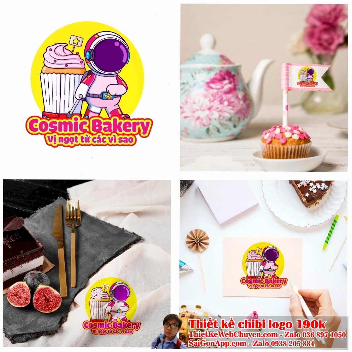 Thiết kế logo với phi hành gia chibi sáng tạo