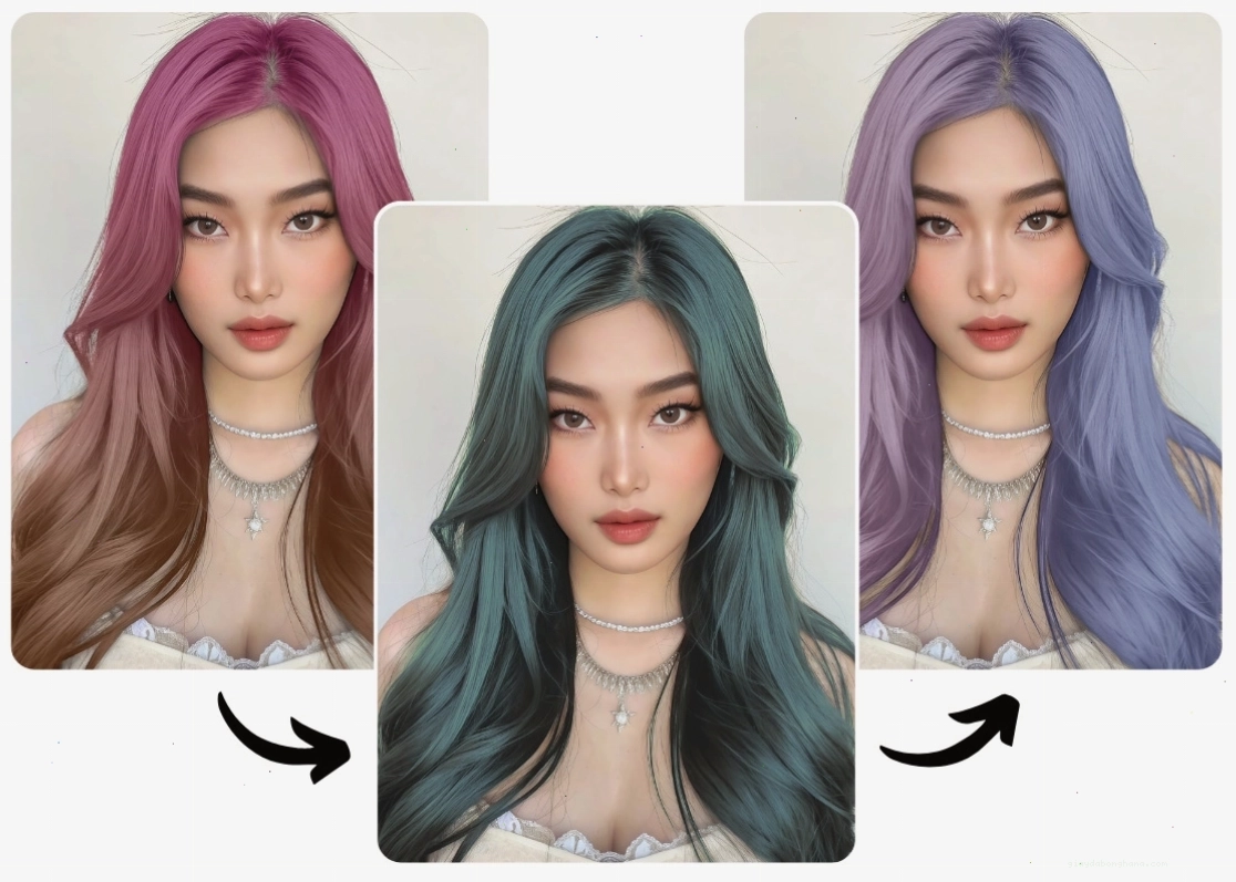 Thử nghiệm màu tóc tím ấn tượng với BeautyPlus
