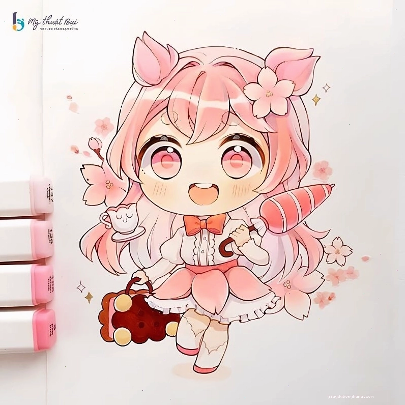 Tô màu và hoàn thiện nhân vật anime nữ chibi