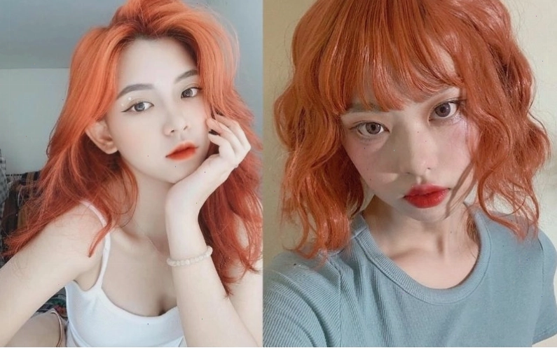 Tóc màu hồng cam sữa ngọt ngào và nữ tính