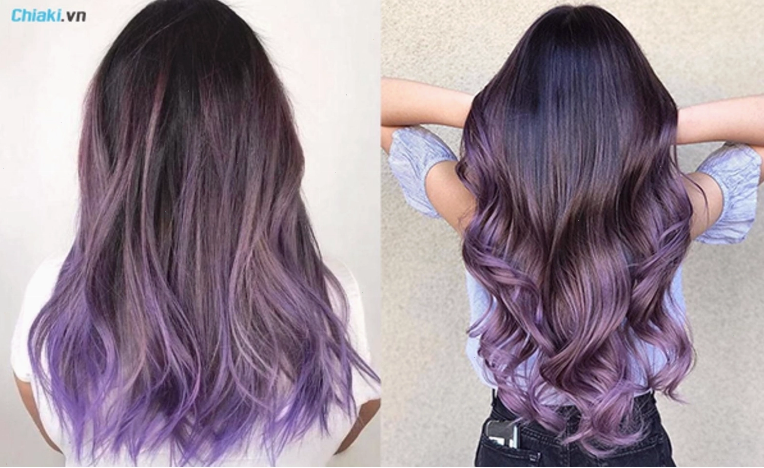 Tóc màu tím than ombre thời thượng và phong cách