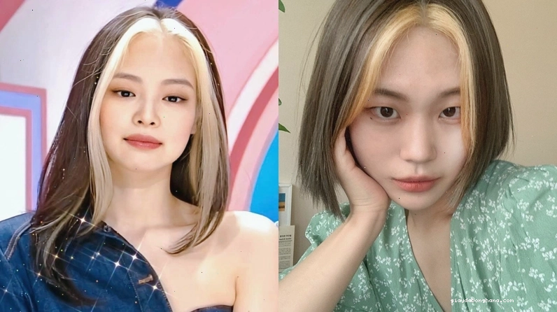 Tóc nâu hạt dẻ với mái tẩy tạo điểm nhấn cá tính