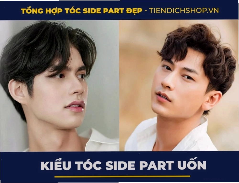 Tóc Side Part uốn xoăn với màu 7/4