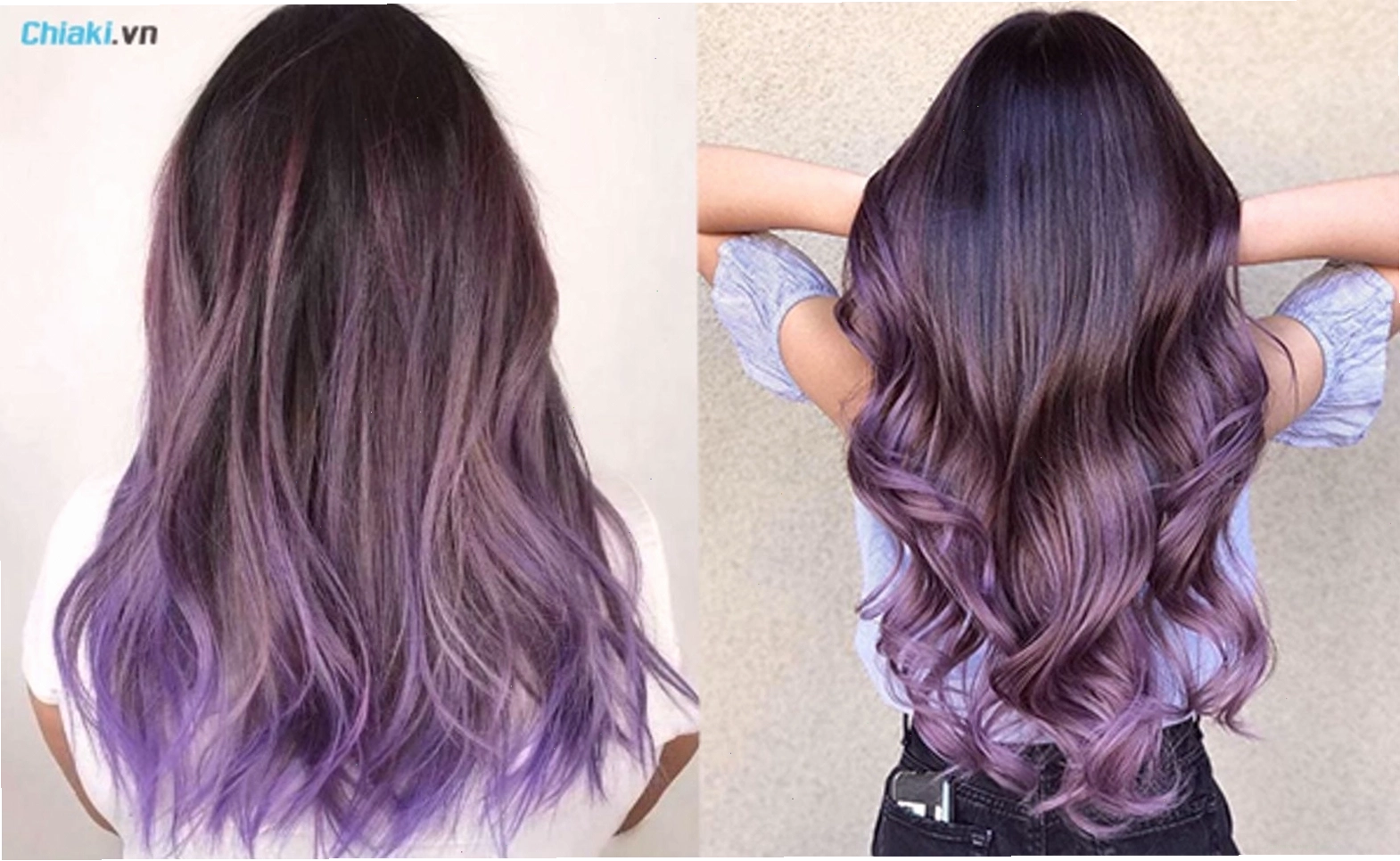 Tóc tím than ombre với hiệu ứng chuyển màu độc đáo
