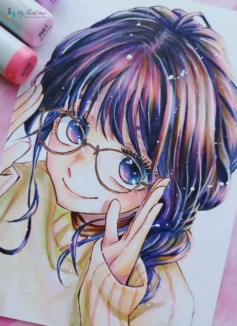 Tranh vẽ anime nữ đẹp đầy cảm xúc