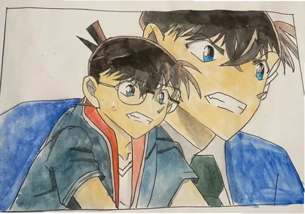 Tranh vẽ bút chì Conan chibi