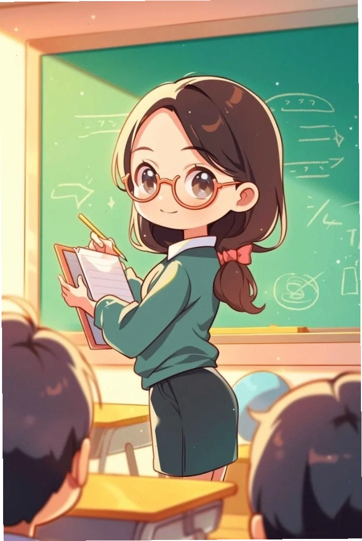Tranh vẽ cô giáo và học sinh chibi
