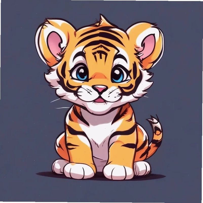 Tranh vẽ con hổ chibi phong cách anime