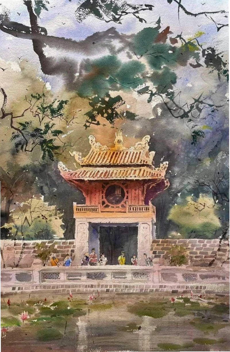 Tranh vẽ di tích lịch sử Việt Nam giản dị nhưng đầy ý nghĩa