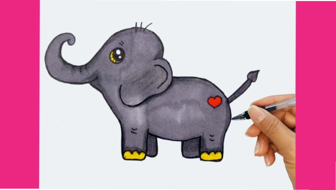 Tranh vẽ voi chibi cho bé tập tô
