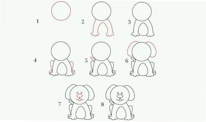 Vẽ con chó bắt đầu với hình tròn