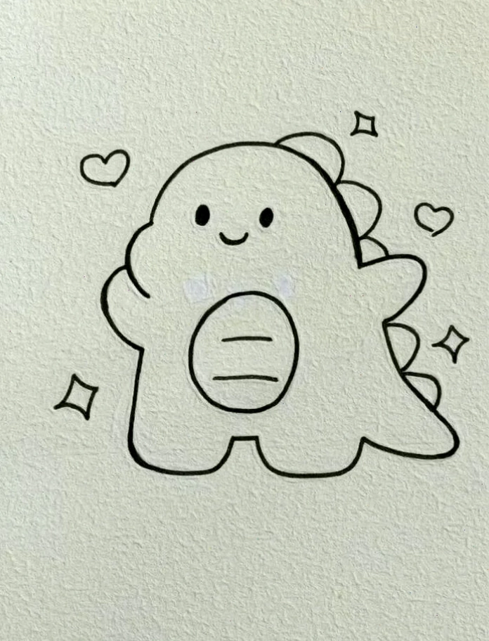 Vẽ khủng long cute với màu sắc tươi sáng và đường nét ngộ nghĩnh